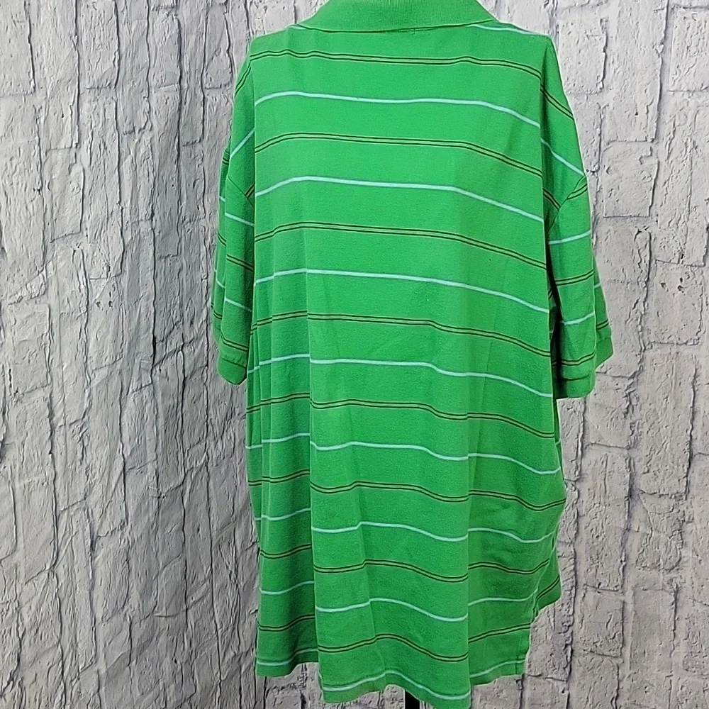 VINTAGE POLO‎ BY RALPH LAUREN Blue/Green Striped Men's 2 Button Polo Shirt XXL